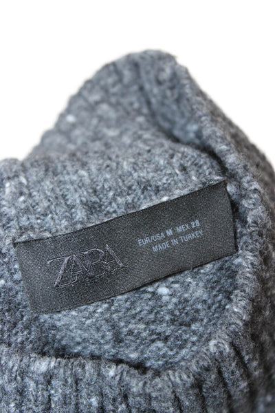 Zara Women High Neck Sleeveless Pullover Sweater Gray Polyamide Size M