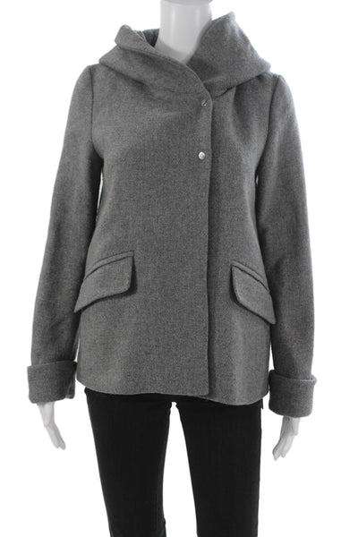 Zara Women Basic Jacket Gray Wool Blend Snap Long Sleeve Size S