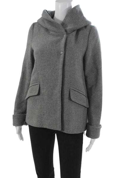 Zara Women Basic Jacket Gray Wool Blend Snap Long Sleeve Size S