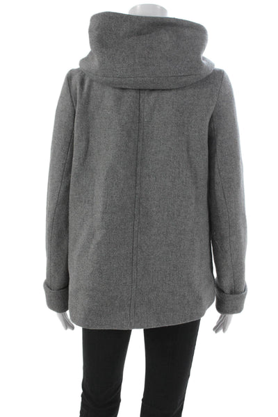 Zara Women Basic Jacket Gray Wool Blend Snap Long Sleeve Size S