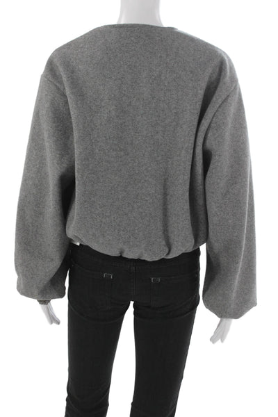 Zara Womens Bomber Jacket Gray Polyester Zip Long Sleeve Size M