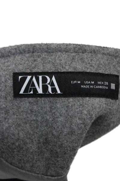 Zara Womens Bomber Jacket Gray Polyester Zip Long Sleeve Size M
