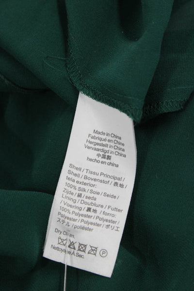 J Crew Women Maxi Silk High Neck Button Long Sleeve Green Dress Size 2