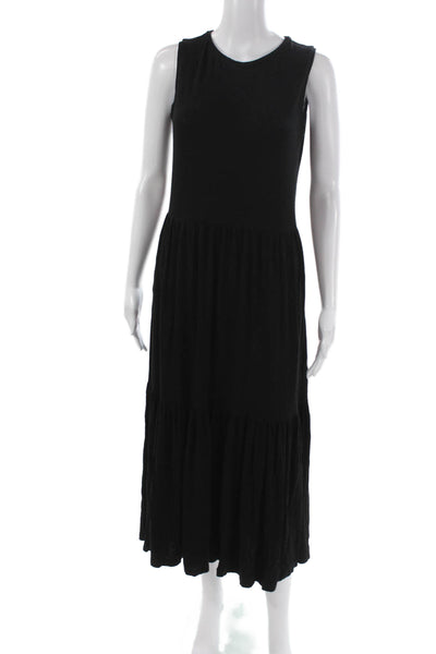 Saint + Sofia Womens Maxi Dress Black Sleeveless Round Neck Viscose Size 4