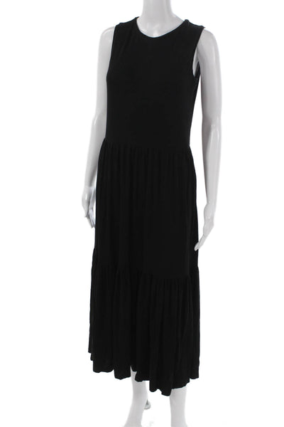 Saint + Sofia Womens Maxi Dress Black Sleeveless Round Neck Viscose Size 4
