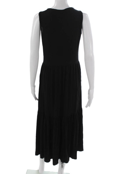Saint + Sofia Womens Maxi Dress Black Sleeveless Round Neck Viscose Size 4