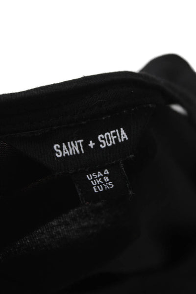 Saint + Sofia Womens Maxi Dress Black Sleeveless Round Neck Viscose Size 4