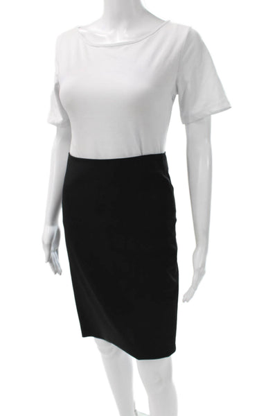 Theory Women Straight Pencil Skirt Black 96% Virgin Wool Size 00