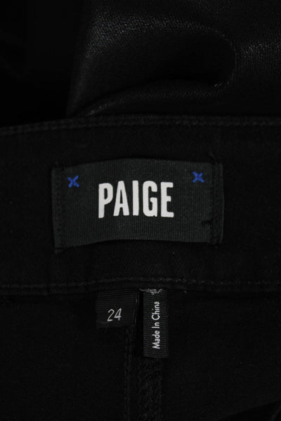 Paige Black Label Womens Cropped Black Pants Size 24