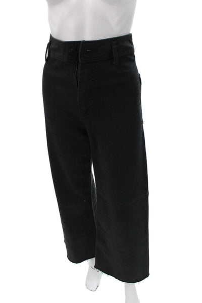 Zara Womens Wide Leg Black Denim High Rise Jeans Size 2