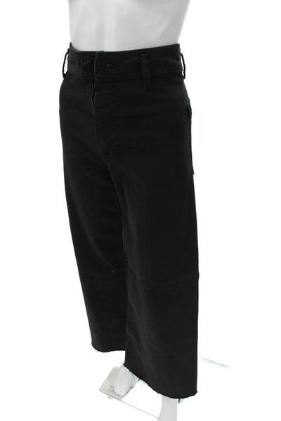 Zara Womens Wide Leg Black Denim High Rise Jeans Size 2