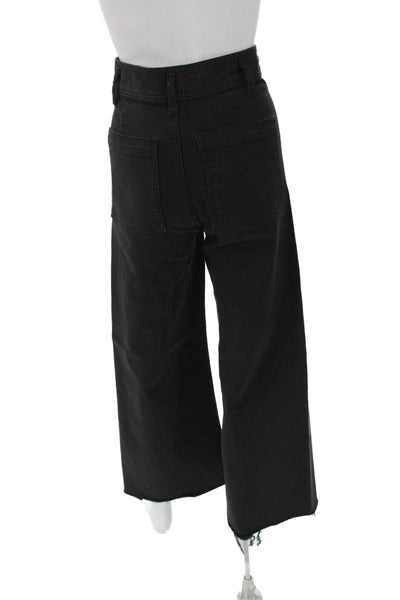 Zara Womens Wide Leg Black Denim High Rise Jeans Size 2