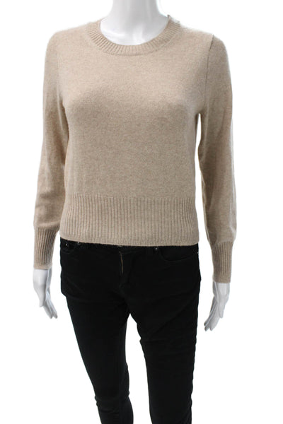 J Crew Womens Beige 100% Cashmere Crewneck Pullover Sweater Long Sleeve Size XS