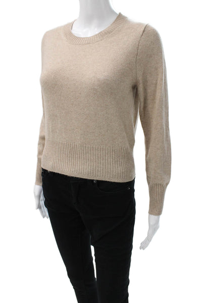 J Crew Womens Beige 100% Cashmere Crewneck Pullover Sweater Long Sleeve Size XS