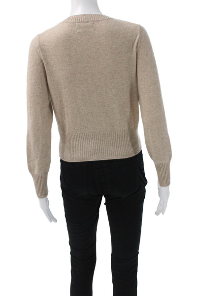 J Crew Womens Beige 100% Cashmere Crewneck Pullover Sweater Long Sleeve Size XS