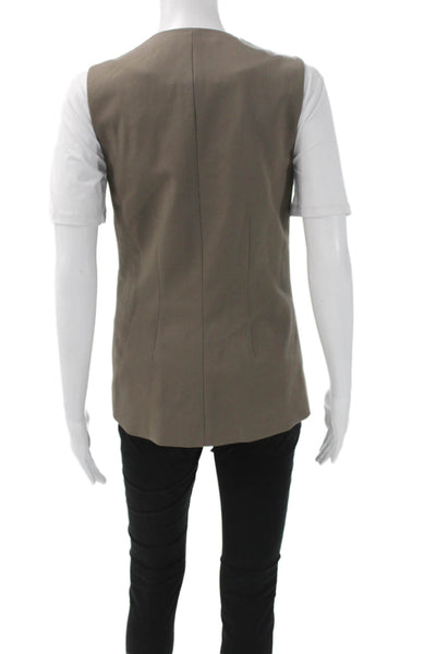 COS Womens Sleeveless Button V Neck Brown Wool Blend Vest Size 2