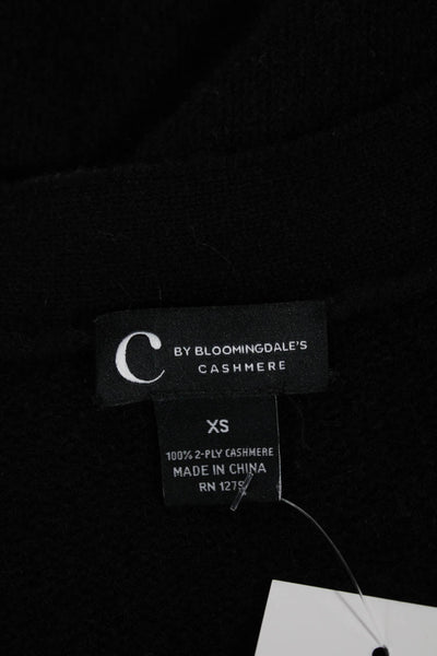 C by Bloomingdales Women Cardigan Black 100% Cashmere VNeck Long Sleeve Size XS