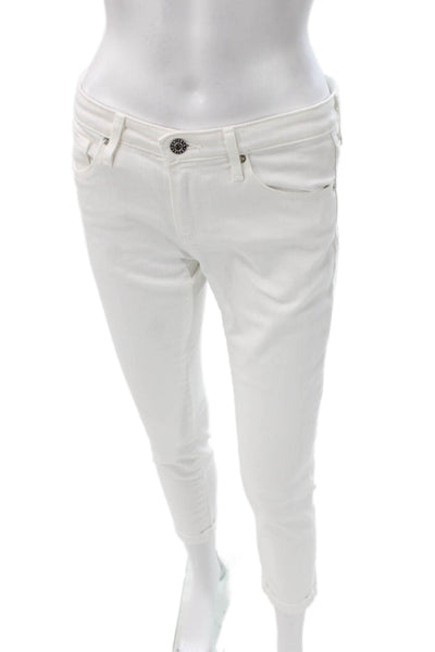 AG Adriano Goldschmied Womens Skinny Jeans White Low Rise Cotton Blend Size 26