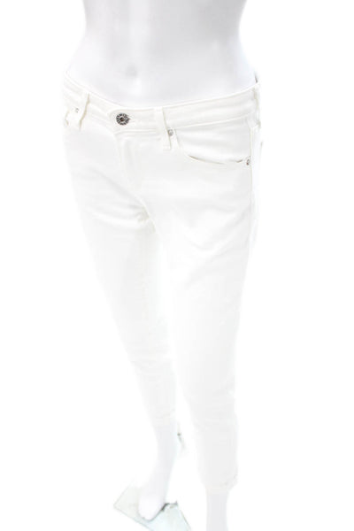 AG Adriano Goldschmied Womens Skinny Jeans White Low Rise Cotton Blend Size 26