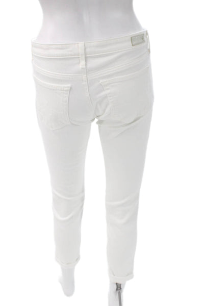 AG Adriano Goldschmied Womens Skinny Jeans White Low Rise Cotton Blend Size 26