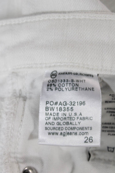 AG Adriano Goldschmied Womens Skinny Jeans White Low Rise Cotton Blend Size 26