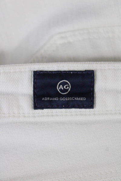 AG Adriano Goldschmied Womens Skinny Jeans White Low Rise Cotton Blend Size 26
