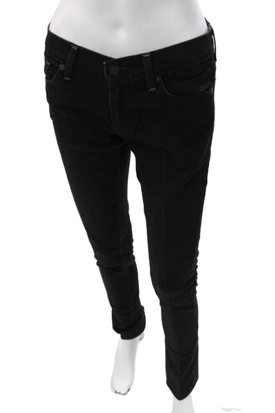 7 For All Mankind Womens Skinny Black Denim Jeans Mid Rise Size 27