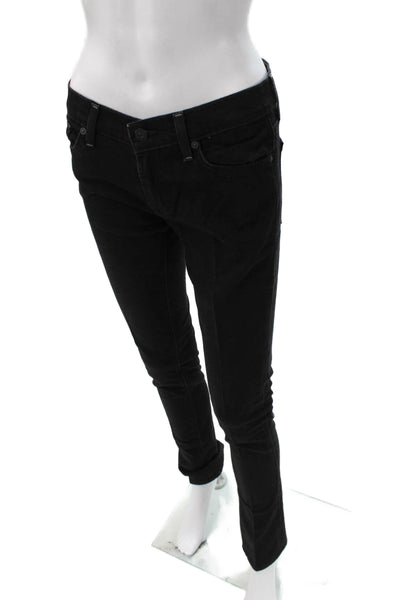 7 For All Mankind Womens Skinny Black Denim Jeans Mid Rise Size 27