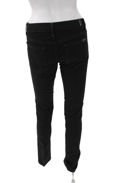 7 For All Mankind Womens Skinny Black Denim Jeans Mid Rise Size 27