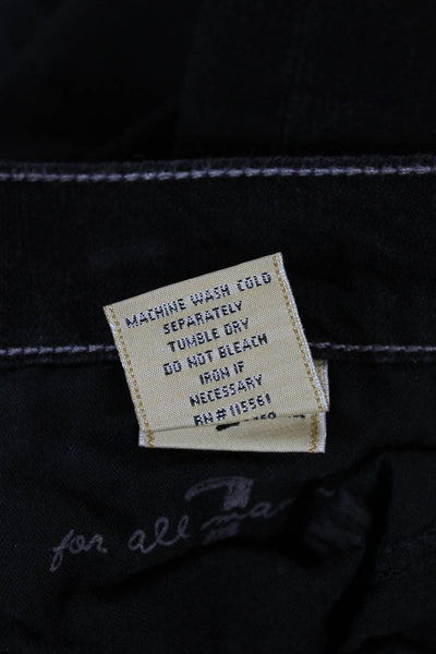 7 For All Mankind Womens Skinny Black Denim Jeans Mid Rise Size 27