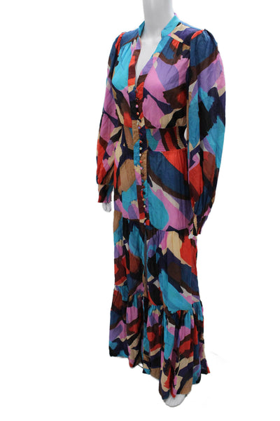 Rebecca Vallance Womens Colorblock Maxi Dress Cotton V-Neck Size 0