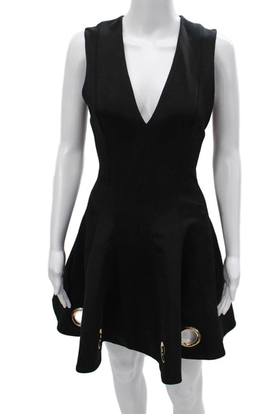 Cushnie Et Ochs Women Fit & Flare Dress Black Viscose V Neck Sleeveless Size S