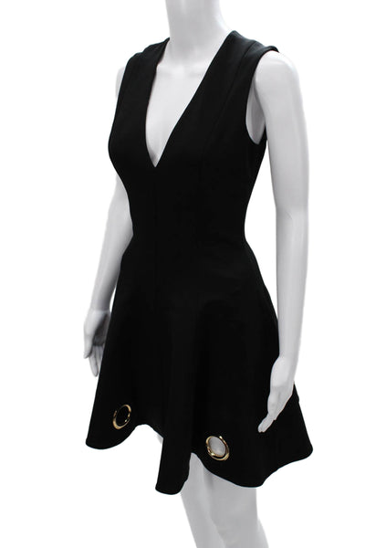 Cushnie Et Ochs Women Fit & Flare Dress Black Viscose V Neck Sleeveless Size S