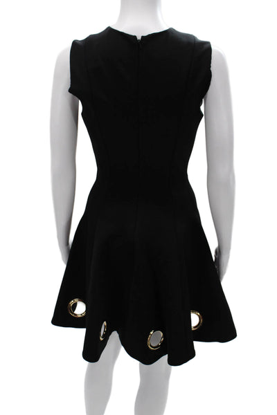 Cushnie Et Ochs Women Fit & Flare Dress Black Viscose V Neck Sleeveless Size S