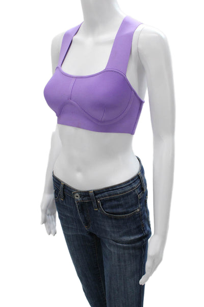 Herve By Herve Leger Women Cropped Purple Tank Scoop Neck Zip Size XS