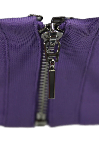 Herve By Herve Leger Women Cropped Purple Tank Scoop Neck Zip Size XS