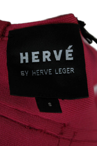 Herve By Herve Leger Women Cropped Pink Tank Scoop Neck Sleeveless Zip Size S