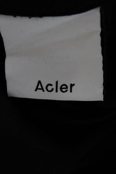 Acler Womens Cropped Black Cotton Mock Neck Long Sleeve Blouse Size 2