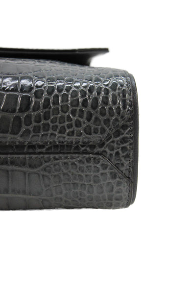 Givenchy Womens Leather Crocodile Print Crossbody Shoulder Handbag Grey