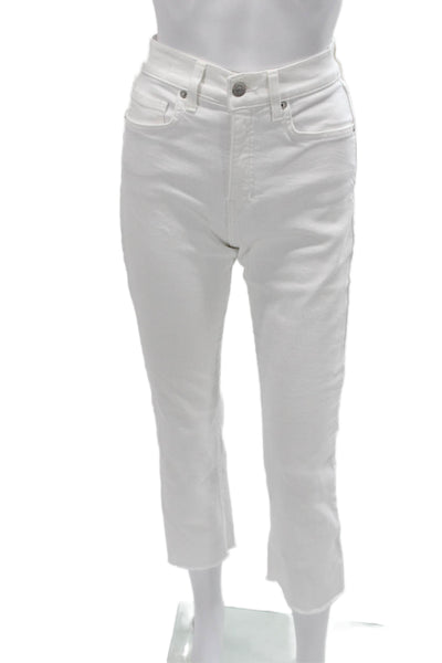 Veronica Beard Women Cropped High Rise White Cotton Jeans Size 28