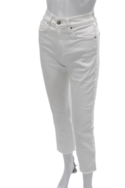 Veronica Beard Women Cropped High Rise White Cotton Jeans Size 28