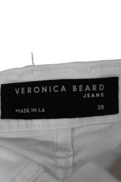 Veronica Beard Women Cropped High Rise White Cotton Jeans Size 28