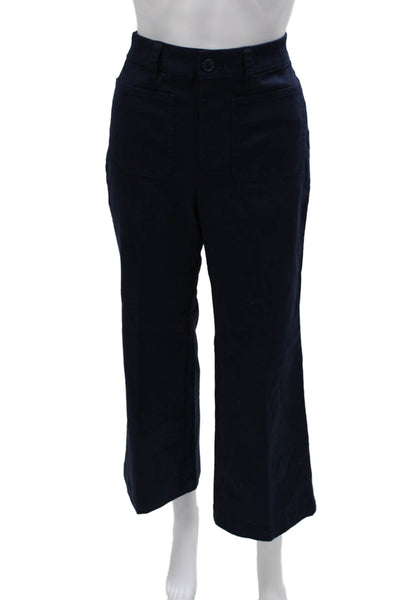 J Crew Womens Cropped Pants Blue Button 97% Cotton Inseam 26 Size 27