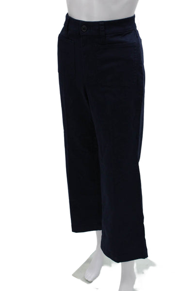 J Crew Womens Cropped Pants Blue Button 97% Cotton Inseam 26 Size 27