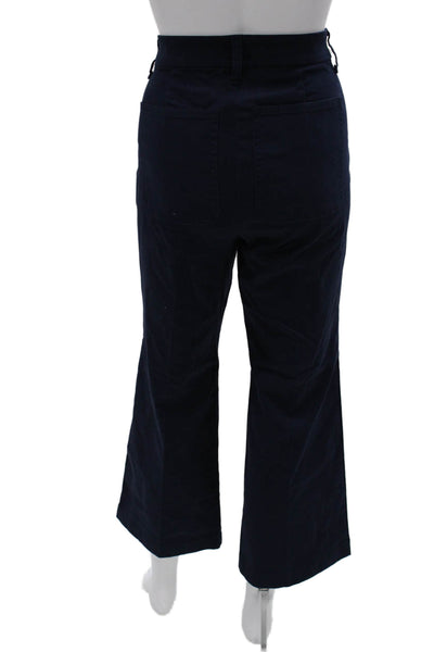 J Crew Womens Cropped Pants Blue Button 97% Cotton Inseam 26 Size 27