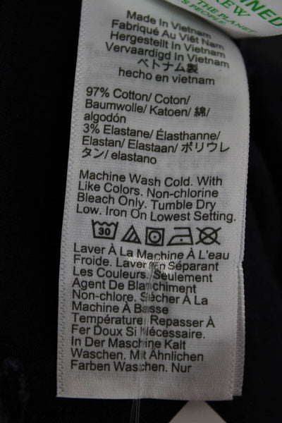 J Crew Womens Cropped Pants Blue Button 97% Cotton Inseam 26 Size 27