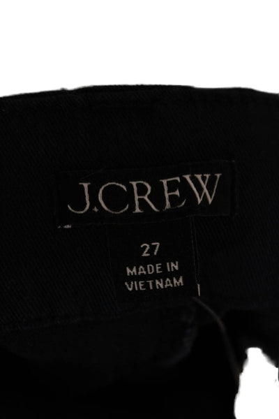 J Crew Womens Cropped Pants Blue Button 97% Cotton Inseam 26 Size 27