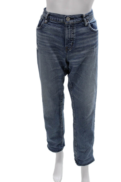 Moussy Womens Straight Jeans Blue Mid Rise Cotton Size 29