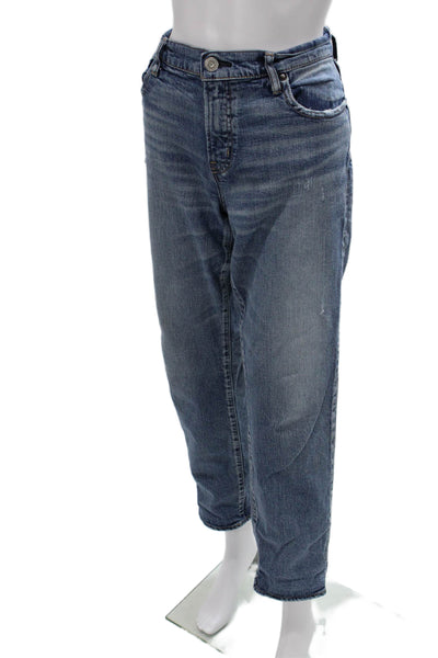 Moussy Womens Straight Jeans Blue Mid Rise Cotton Size 29