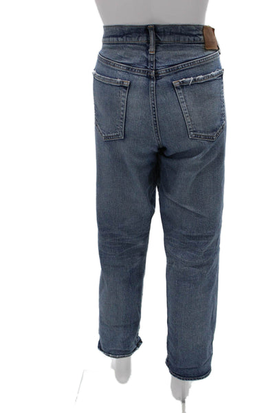 Moussy Womens Straight Jeans Blue Mid Rise Cotton Size 29